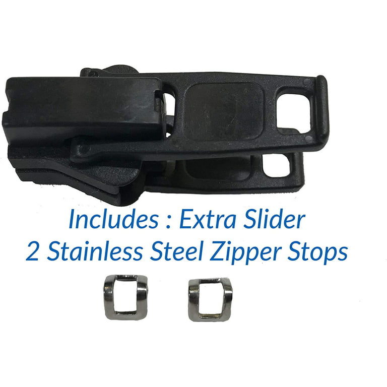 Ez-xtend Lenzip #10 Separating Zipper for Canvas - Heavy Duty Cut to Length w/Double Metal Locking Zipper Pull - Includes Stainless Steel Zipper