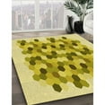 thumbnail image 2 of Ahgly Company Indoor Round Patterned Bold Yellow Area Rugs, 6' Round, 2 of 6