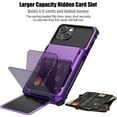 thumbnail image 4 of KOMI for iPhone 13 Case with Card Holder[Store 5 Cards] Dual Layer Heavy Duty Shockproof iPhone 13 Wallet Case with Hidden Card Slot Large Storage Case for iPhone 13 (Purple), 4 of 5