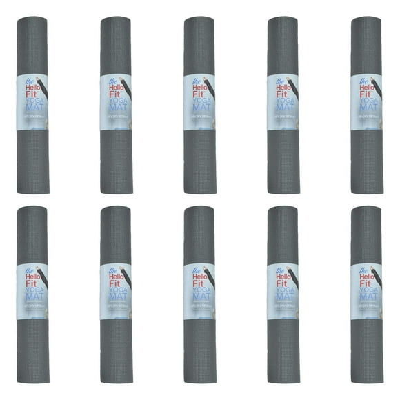 Hello Fit Lot de 10 Tapis de Yoga Adaptés aux Enfants, Tapis d'Exercice Antidérapant 68 Pouces x 24 Pouces, Tapis de Yoga 4 mm Non Toxiques pour Enfants, Faciles à Nettoyer, Tapis d'Entraînement en Vrac pour Écoles, Salles de Classe et Studios, Gris Frais