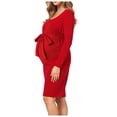 thumbnail image 1 of HSMQHJWE Robe de Maternité Confortable Douce Élégante à Encolure Carrée à Manches Longues avec Ceinture pour Femmes, 1 of 6