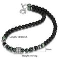 thumbnail image 3 of Hermah Natural 8mm Tiger Eyes Jasper Polar Jade Beaded Necklace for Men Toggle Clasp Necklace, 3 of 5
