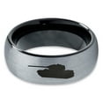 thumbnail image 2 of Tungsten Battlefield Military Tank Band Ring 8mm Men Women Comfort Fit Black Dome Brushed Gray Polished, 2 of 4