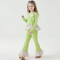 thumbnail image 2 of Zanarzt Newborn Outfits Baby Girl Toddler Girl Clothes Spring Outfits and Flare Pant Baby Girls Fall Winter Clothing Green,6-7 Years, 2 of 6