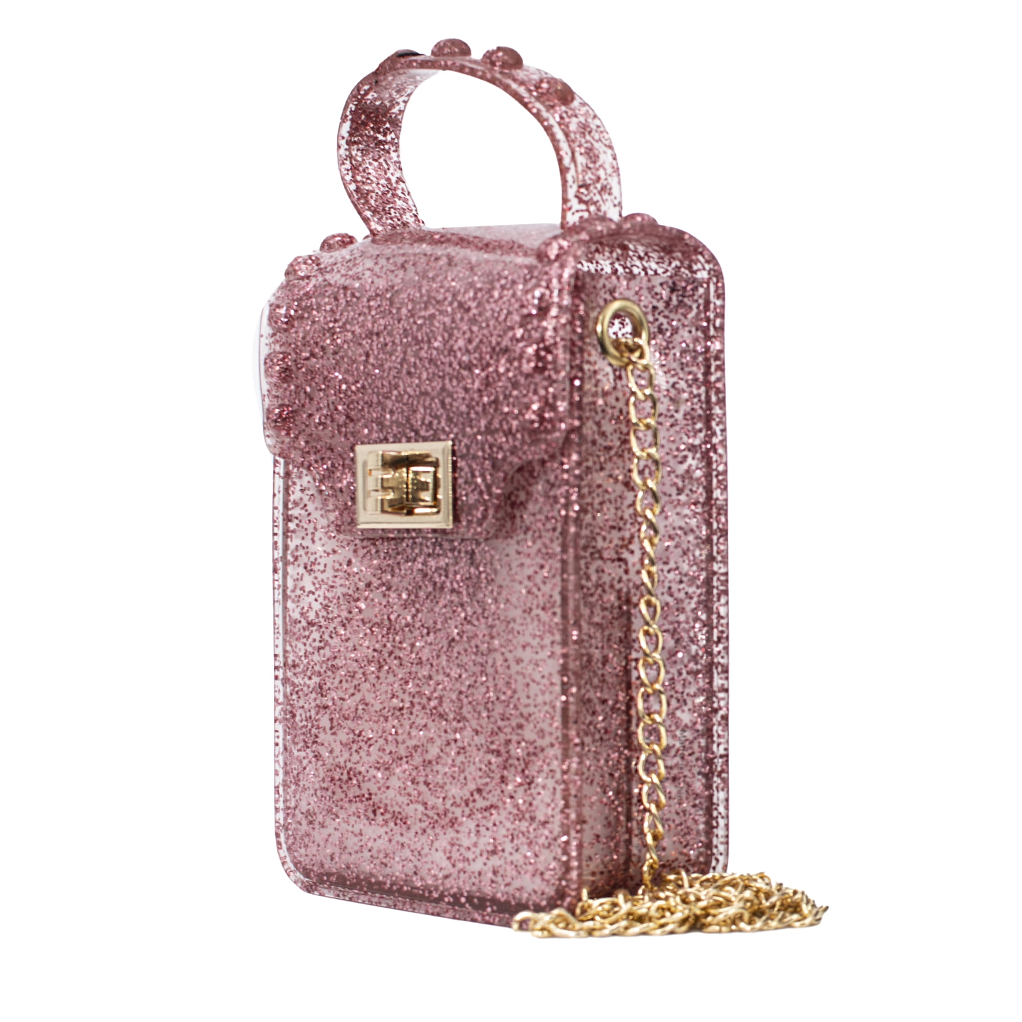 Olivia and Kate Women’s Small Rose Glitter Jelly Purse Crossbody Everyday Shoulder Bag