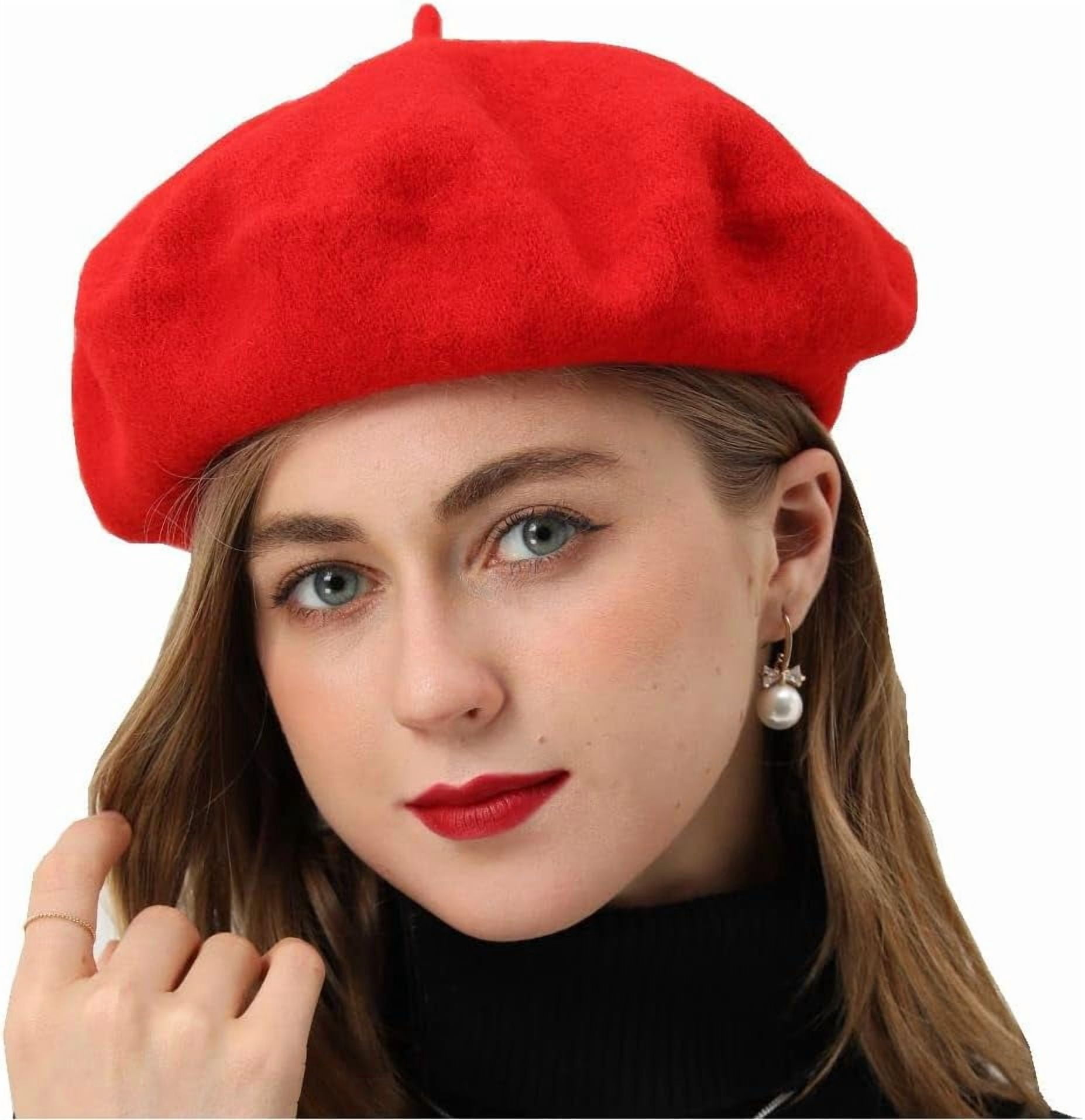 8138 Polyester Beret Hat Tartan Check Leather Sweatband Kr3781 (red) 2e90350c-f919-428f-9547-  main image 3