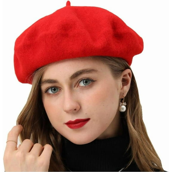 Beret-Classic Wool Beret Solid Color Womens Beret Cap Hat 1pack