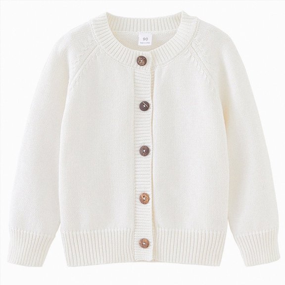 Gvdentm Little Boy Girl Knit Cardigan Sweater - Toddler Button School Uniforms Cardigan White,7-8 Years