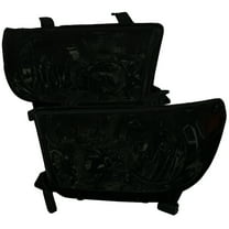 Spec-D Tuning Headlights Smoke Lens W/ Amber Compatible with 2007-2013 Toyota Tundra, 2008-2017 Toyota Sequoia, L R Pair Head Light Lamp Assembly