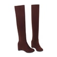 thumbnail image 6 of TIREOW Women's Suede Over The Knee Boot Fashion Lace Up Tight Chunky Low Flat Heel Boots Side Zipper Block Heel Riding Sexy Fall Fashion Booties (Black,Brown,Wine), 6 of 8