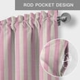 thumbnail image 3 of Pink Striped Kitchen Valances for Windows, Modern Simple Farmhouse Beige Vintage Bathroom Window Valances 60x18 Inch Rod Pocket Window Treatments Valance Curtains for Living Room Bedroom Decor, 3 of 9