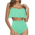 thumbnail image 2 of Tankini Bathing Suits for Women Ruffle Tank Top Polka Dots Modest Slimming Bodycon Swimwear High Waisted Bikinis, 2 of 6