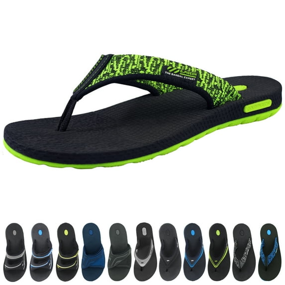 Simplus+ Flip Flops: 9032 Neon Green & Black, EU44 (Women Size 12.5-13 / Men Size 10.5-11)
