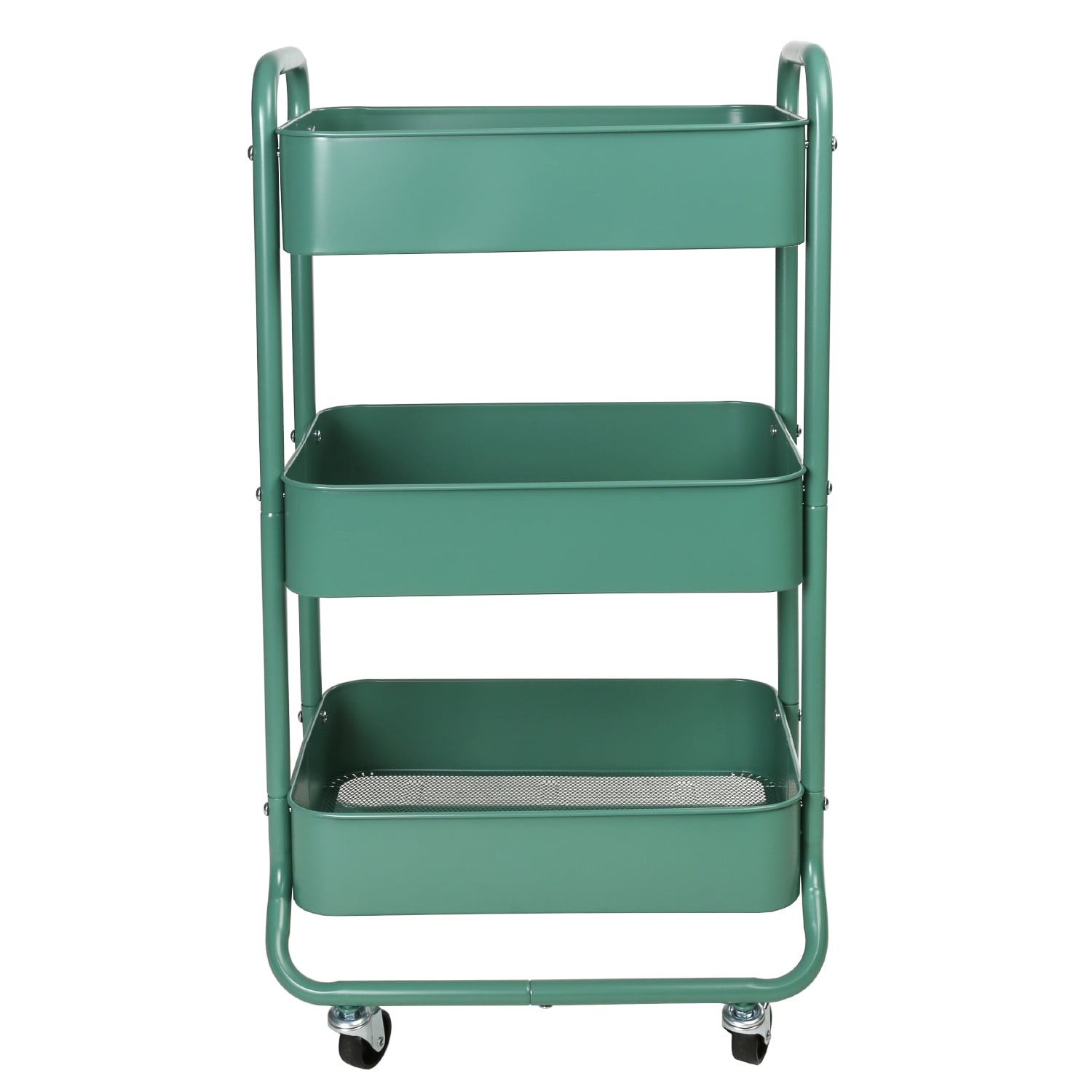 Mainstays 3 Tier Metal Utility Cart, Green Sage, Easy Rolling, Adult and Child