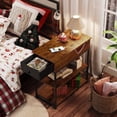 thumbnail image 5 of JIOABL 12 in Flip-Top End Table with Power Outlets & USB, Farmhouse Side Table with Drawer and 2 Shelves, Rust, 5 of 6