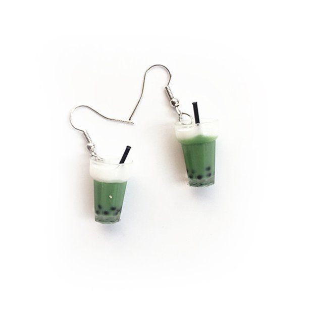 Pendientes de gota de té de burbujas para mujer, gancho para la oreja de té con leche, regalo de cumpleaños, pinzas para la oreja para mujer GeweYeeli PS15238-05