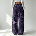 thumbnail image 6 of Fabrcox Womens Fleece Pajama Pants Halloween Ghost Pumpkin Women Pj Pants Spider Web Spooky Fall Winter Comfy Plush Wide Leg Sleep Pants for Women Purple XL, 6 of 6