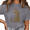 1-Gray, variant on Women's White Sitting Cheetah Profile Silhouette Graphic Short Sleeve T-Shirt Soft Cotton Crewneck Top