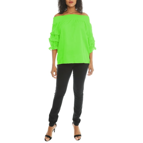 Women's Summer Tunic Off-Shoulder Ruffeled Sleeves Top Tunic 100% Cotton Blouse