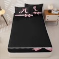 thumbnail image 4 of Manfei Letter A Print Zipper Twin Comforter Sets with Fitted Sheet and 2 Pillowcases,Pink Dreamy Bow Zipper Bedding Set,Black Reversible,4 Pieces, 4 of 7