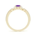 thumbnail image 2 of ANGARA Natural Vintage Style Oval Amethyst Halo Ring in 14K Yellow Gold for Women (Size-7x5mm) | February Birthstone, Birthday, Anniversary, Jewelry Gift for Women | Natural Amethyst Ring, 2 of 9