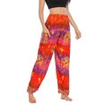 thumbnail image 3 of SWSMCLT Women's Boho Pants Smocked Waist Harem Cinch Bottom Beach Trousers Print Bloomer Yoga Hippie with Pockets Bohemian Aladdin Indian Thai Baggy Patterned3 One Size, 3 of 5