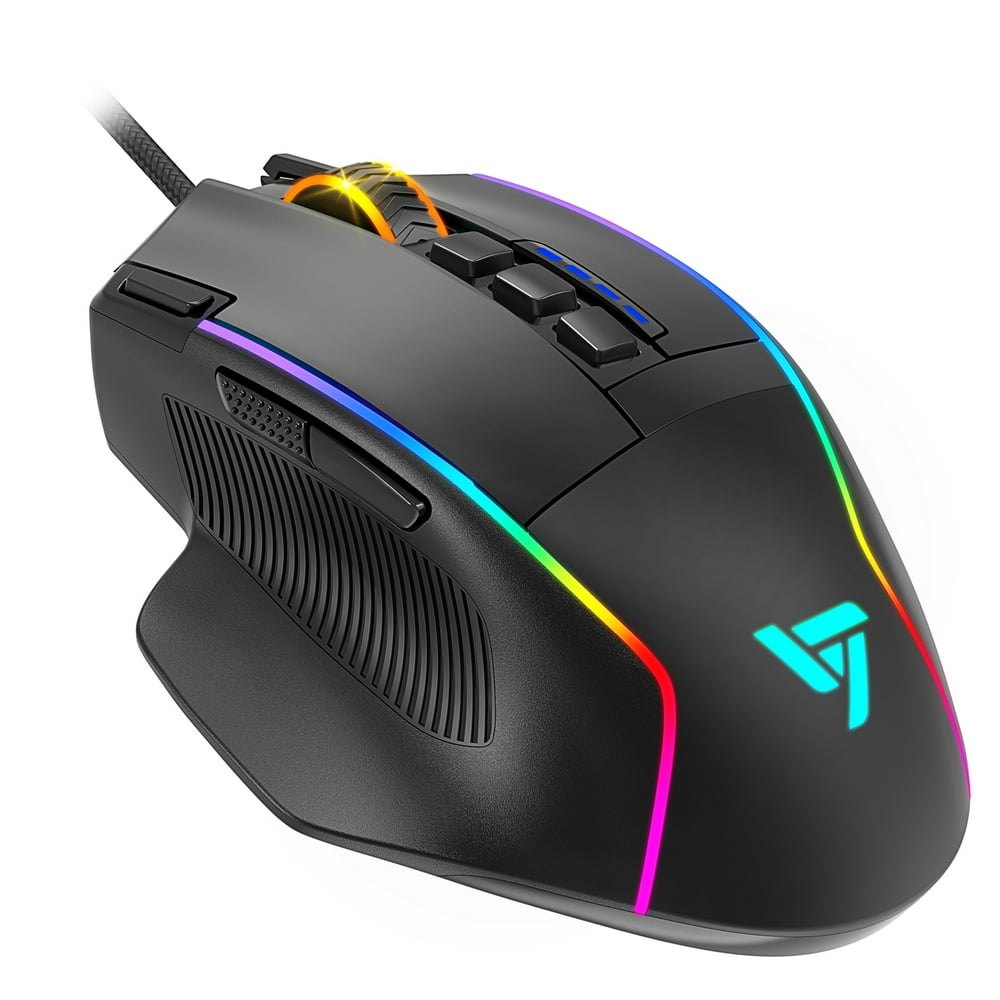VictSing Wired RGB Gaming Mouse with 10 Programmable Buttons & Fire