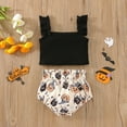 thumbnail image 2 of Mercatoo Toddler Baby Girl Halloween Outfit Crop Ribbing Tops and Pumpkin Shorts 2Pcs Set 𝐍ewBorn Casual Clothes, 2 of 9
