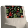 thumbnail image 4 of COEQINE Headrest Protector for Recliners, Waterproof Faux Leather Headrest Cover for Recliners, Easy to Clean Decorative Cover with Hook and Loop Fasteners, Christmas Tree Holly, 3 Pieces, 4 of 7