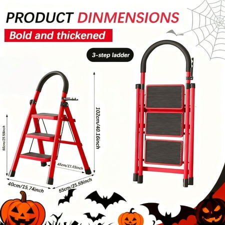 Heavy-Duty 500lb Folding Step Ladder, Non-Slip Base & Grip, Foldable with Tool Rack - Portable for Garage, Warehouse, Construction (3/4/5 Step)