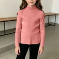 thumbnail image 4 of BRGZLK Girls Mock Neck Sweater Tops Fall Winter Sweet Cute Solid Color Ribbed Knit Long Sleeve Stretch Fit Inner Layer Tees for Outings, Kids Clothes Pink 0-3 Years, 4 of 7