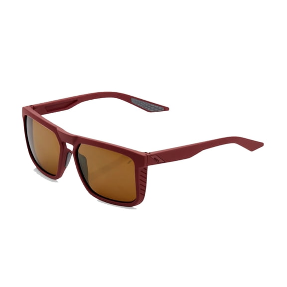 100 Percent Renshaw Non-Mirror Sunglasses with UV 400 Protection & TR90 Frame - Soft Tact Crimson Frame, Bronze Lens