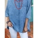 thumbnail image 4 of Camisas de mezclilla de talla grande para mujer, camisa de media manga empalmada, blusa elegante, camisa tejida de algodón, Tops de Moda de Primavera, 4 of 5