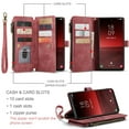 thumbnail image 4 of for Samsung Galaxy S25 Case Wallet for Women Men, Samsung Galaxy S25 Case, PU Leather Magnetic Flip Strap Wristlet Zipper Card Holder Wallet Business Phone Cover for Galaxy S25, Red, 4 of 10