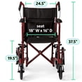 thumbnail image 4 of Silla de Ruedas Medline Rojo con Freno de Mano para Adultos, 4 of 9