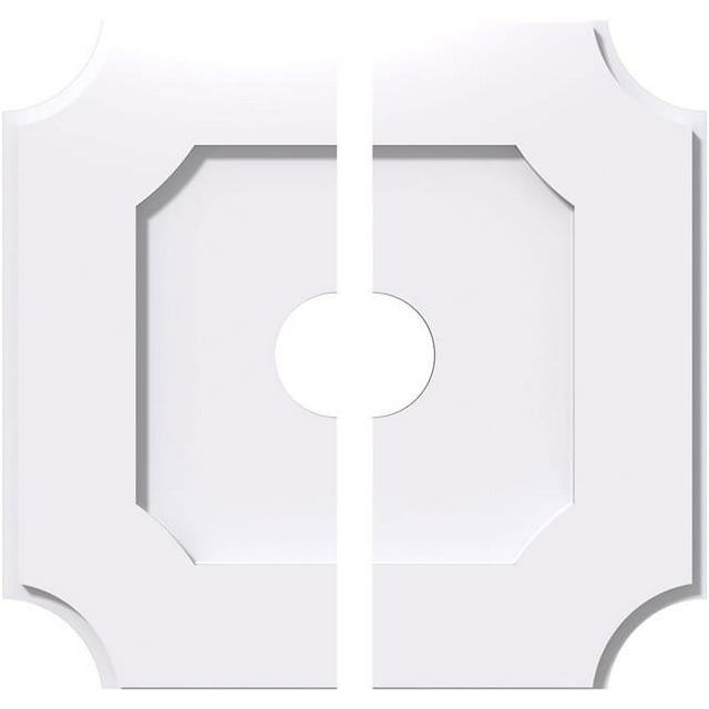 Ekena Millwork CMP34LE2-06000 34 Po OD x 6 Po ID Carré Locke Architecture Grade Médaillon de Plafond Contemporain PVC - 2 Pièces