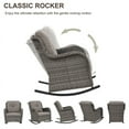 thumbnail image 4 of PARKWELL Outdoor Wicker Rocking Chair - Rattan Patio Rocker Chairs with Cushions and Steel Frame - Set of 2 - Gray, 4 of 10