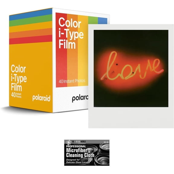 Polaroid Instant Color Film for i-Type Cameras 5 Pack, 40 Instant Photos, Works with Polaroid Now, Now , I-2, & Lab, Bundle with a Cleaning Cloth