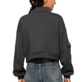 thumbnail image 4 of Sudadera con Media Cremallera Mujer Color Puro Fibra De Poliéster Transpirable Sudadera Sin Capucha Sudaderas Informales para Mujer para Oficina Gris Oscuro L, 4 of 6