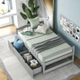 thumbnail image 3 of Euroco Twin Size Wooden Daybed with 2 Storage Drawers for Kids Bedroom, Gray, 3 of 12