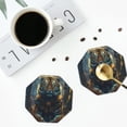 thumbnail image 4 of Pofeuu Forest Meditating Tiger Print Coasters for Drinks, 4Pack PU Leather Coasters, Bar Drink Coasters for Tabletop Protection, Furniture from Damage-Octagon, 4 of 6