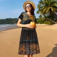 thumbnail image 4 of Fotbe Rustic Cabin Autumn Forest Vestido Largo de Moda para Mujer, Vestido Tipo Camiseta con Manga Corta y Estilo Casual a Rayas y Bloques de Color, 4 of 6