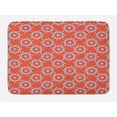 thumbnail image 1 of Abstract Bath Mat, Pattern of Repeating Dotted Flower Like Shapes Retro Style Feels, Plush Bathroom Decor Mat with Non Slip Backing, 29.5" X 17.5", Burnt Sienna White, by Ambesonne, 1 of 2