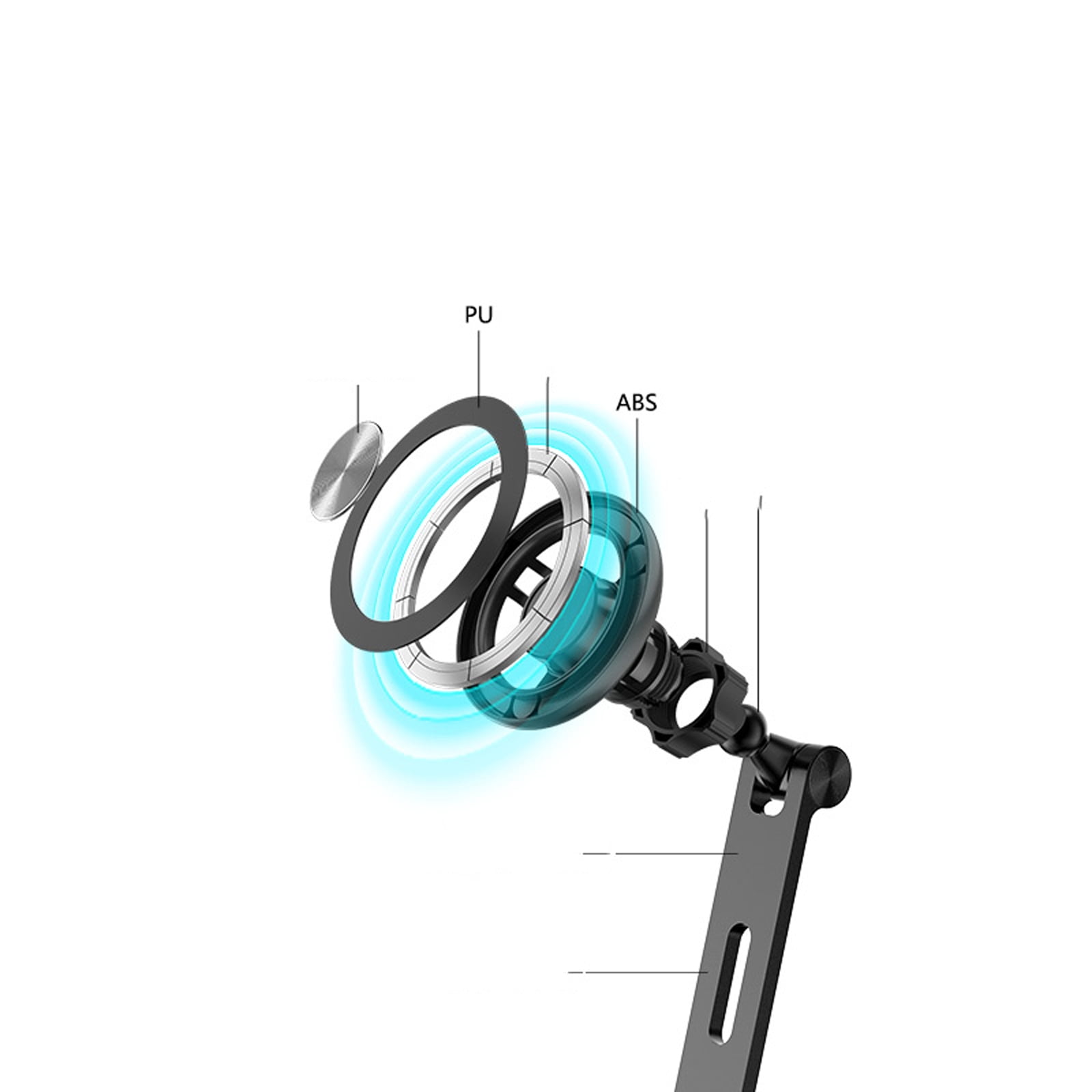 Cell Phone Stand, Magnetic Phone Holder - Rotating Adjustable Mobile Phone Stand for Desk, Office, Compatible with iPhone/Samsung/Motorola/OnePlus/Google, Cellphone & Tablet, Black