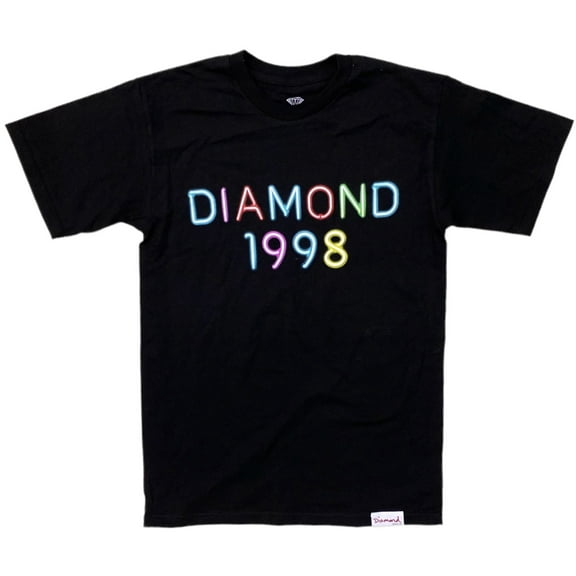 Diamond Supply Co. Men's Neon Light Graphic Print Tee T-Shirt (Small, Black)