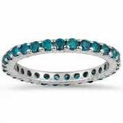 Pompeii 1ct Blue Diamond Eternity Ring 14K White Gold (Blue,I1-I2)