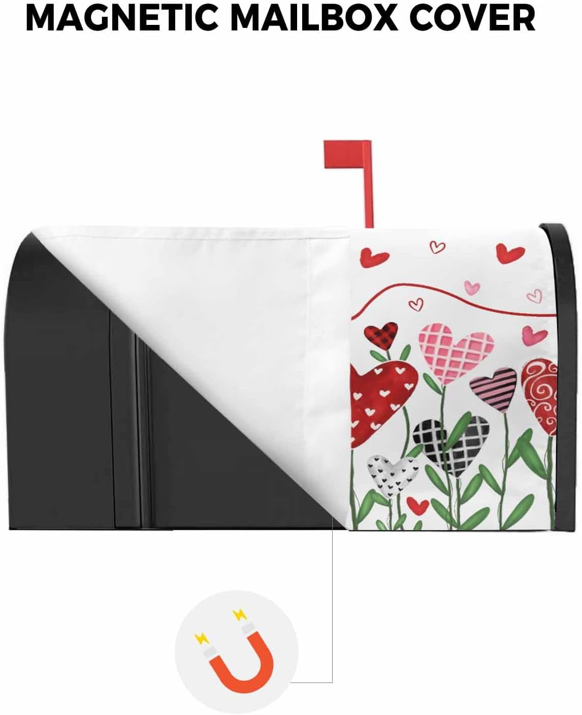 Valentine''s Day Love Tree Mailbox Cover Magnetic Mailbox Wraps,Red Pink Heart Mailbox Covers Large Size 21x25.5 Inch Mail Wrap Post Box Valentines Decoration for Outdoor Gardern Yard