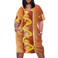 thumbnail image 1 of Vestido holgado con bolsillos y estampado de perritos calientes, ideal para bodas, fiestas y verano, 2025, 1 of 7