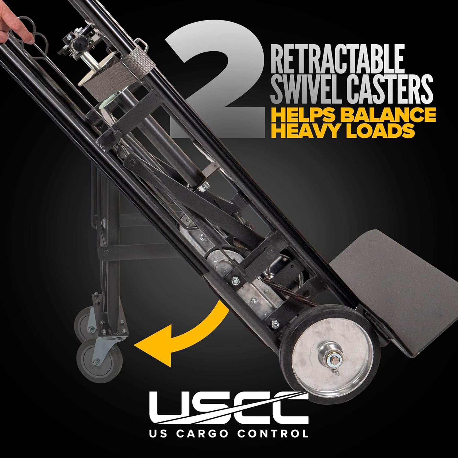 US Cargo Control Appliance Dolly with Stair Climber & Kickback Wheels, 1,200 LBS Capacity, Industrial Appliance Hand Truck with Single Auto Recoil Strap System, Heavy Duty Steel Hand Truck
