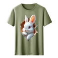 thumbnail image 4 of Tops de Cuello Alto para las Mujeres Amante Impreso Camiseta Cuello Redondo Manga Corta, Poliéster Spandex, 4 of 7